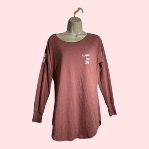 Nine Line American-Made Rose Pink Patriotic Flag Graphic Long Sleeve Size L